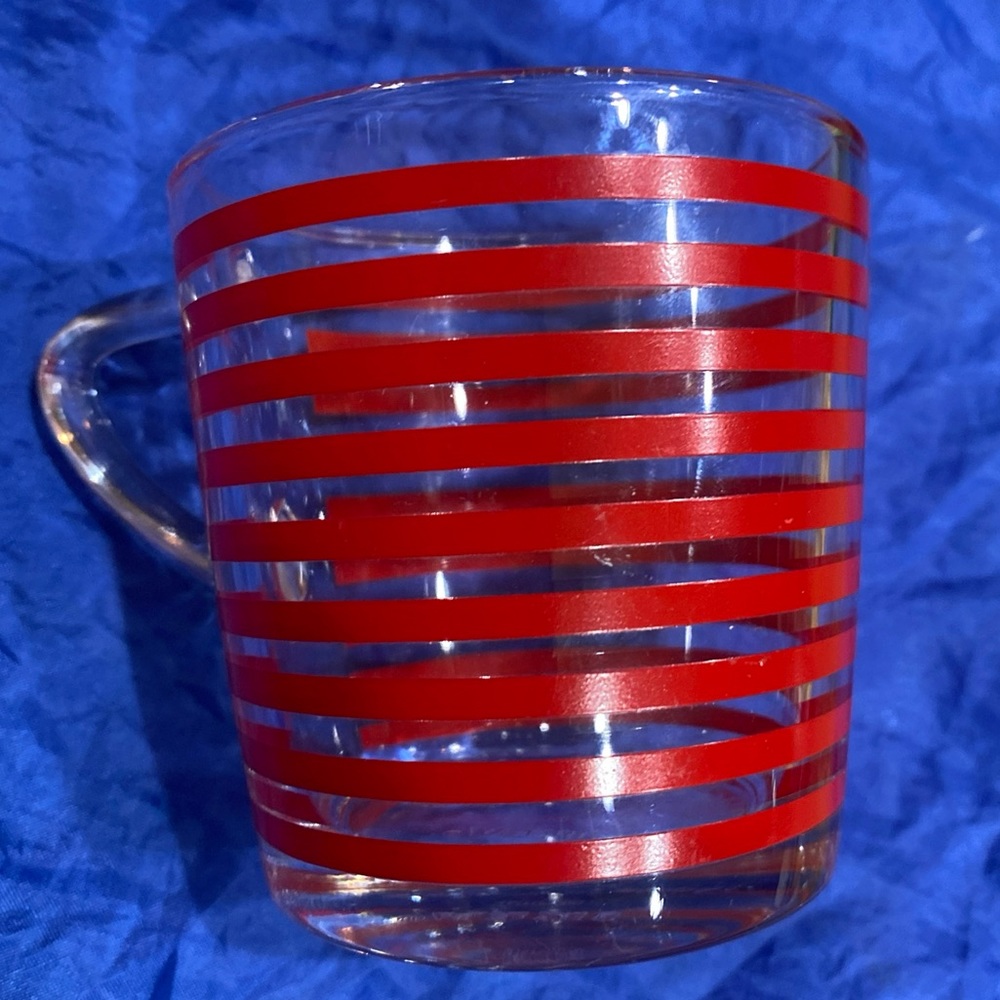 IKEA Red Striped Glass Espresso Coffee Mug